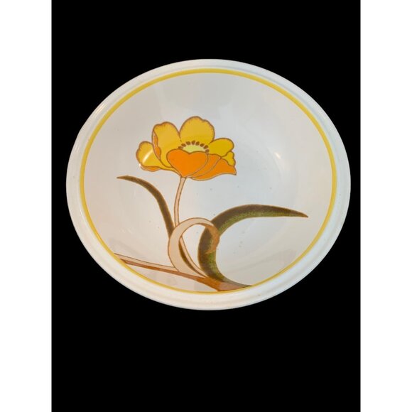 RARE- Vintage Mikasa Forecast Dolly 9.5" Vegetable Bowl  Japan Yellow Poppy - Picture 1 of 12